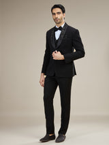 Black sparkle bow tie coat suit with embellished detailing
