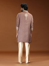 Onion pink floral embellished mens kurta suit