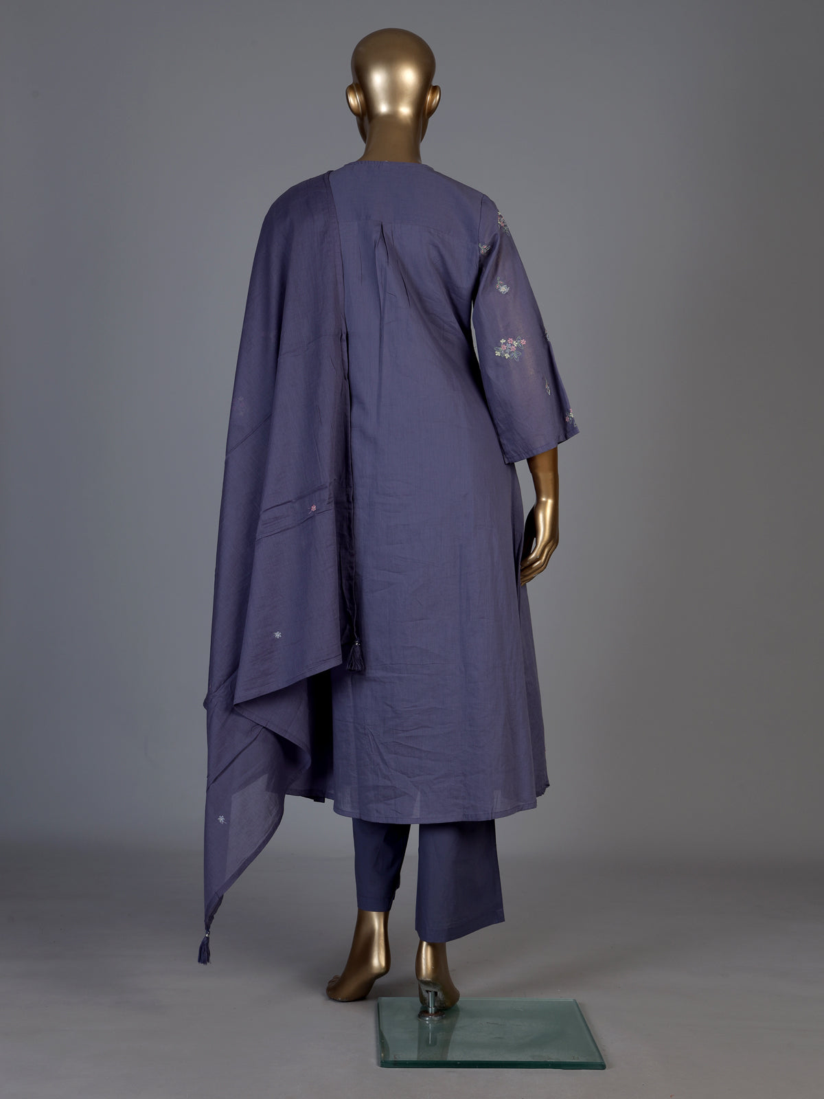 Lavender purple cotton silk palazzo kurti set with delicate embellishments