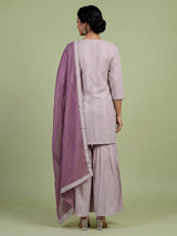 Purple cotton silk kurti set with ornate zardosi and gota