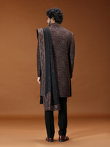 Black persian paisley georgette mens indo western