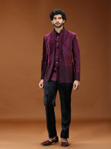 Regal wine cutdana jacket jodhpuri suit for mens