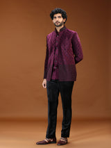 Regal wine cutdana jacket jodhpuri suit for mens
