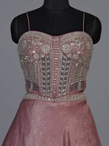 Chic onion pink chiffon tissue silk lehenga choli with embellishments