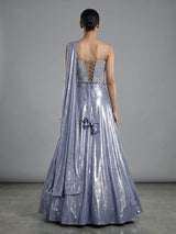 Enchanting ice blue shimmer tissue silk lehenga choli with sparkle