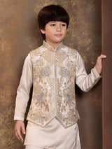 Beige mughal arch boys waistcoat set