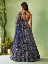 Navy blue lavish floral women lehenga choli