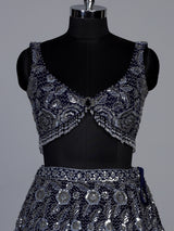 Navy blue lavish floral women lehenga choli