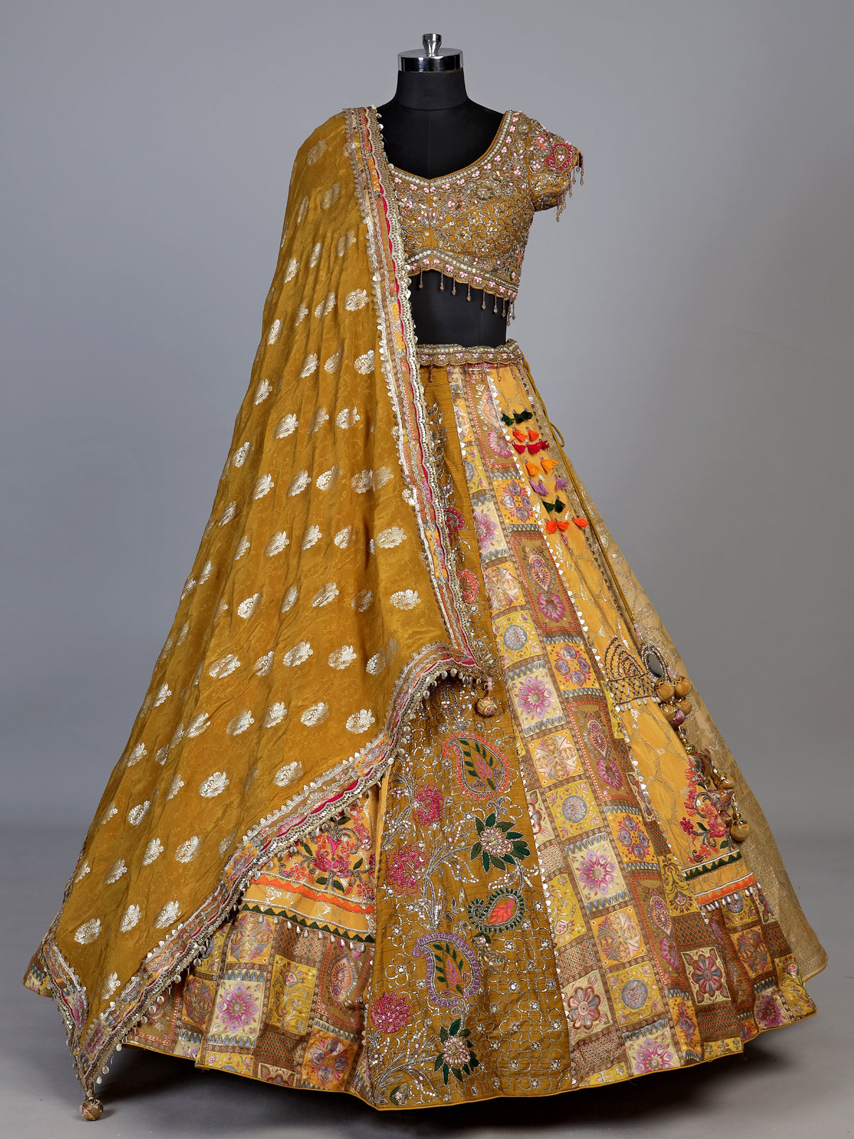 Mustard yellow vibrant kalamkari women lehenga choli