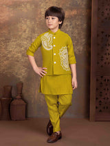 Mustard yellow paisley boys waistcoat set