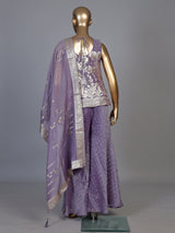 lavender purple shimmer georgette silk palazzo suit