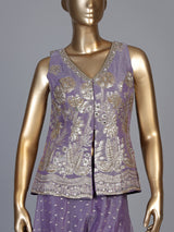 lavender purple shimmer georgette silk palazzo suit