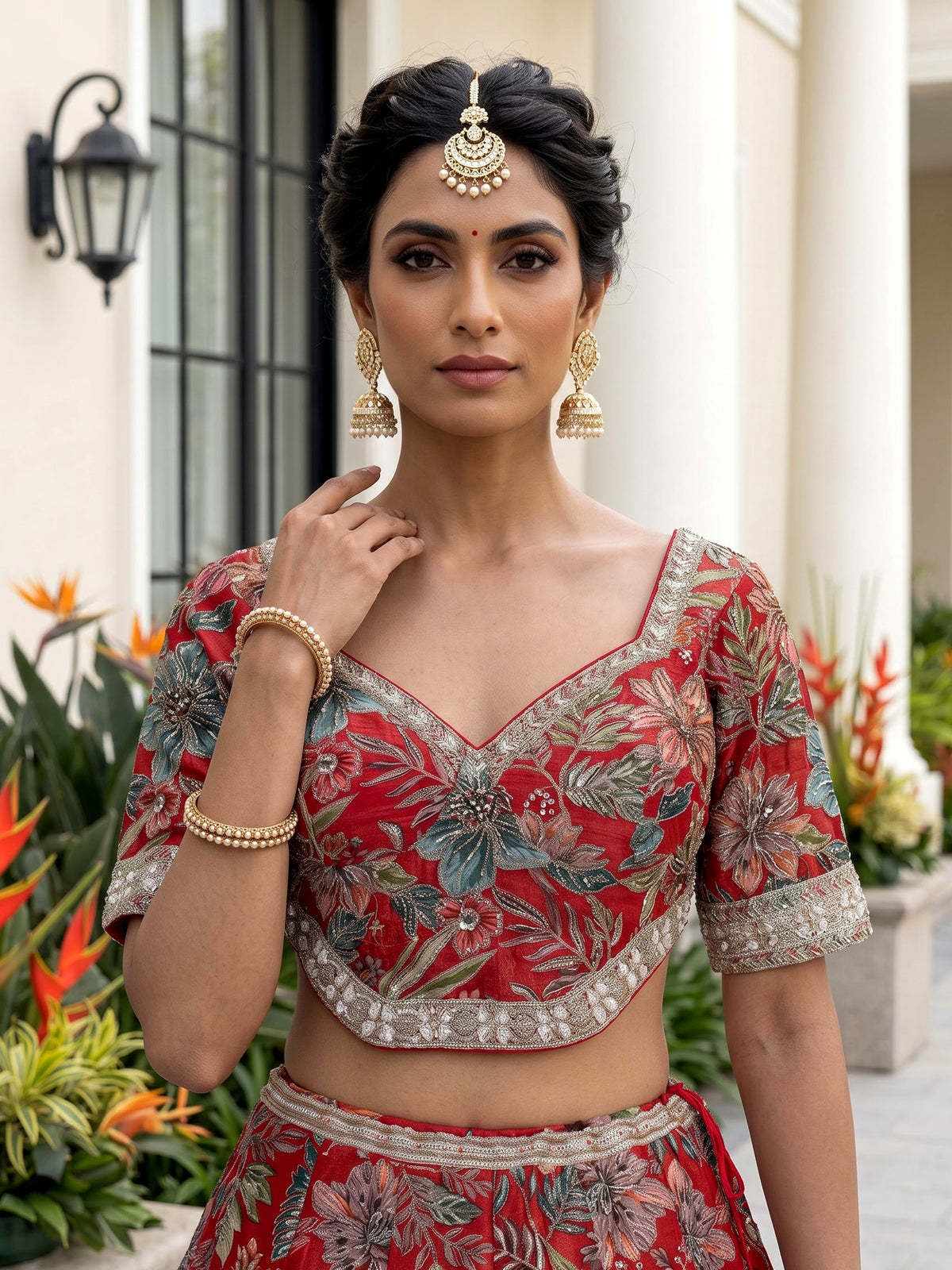Crimson red grand kalidar women lehenga choli