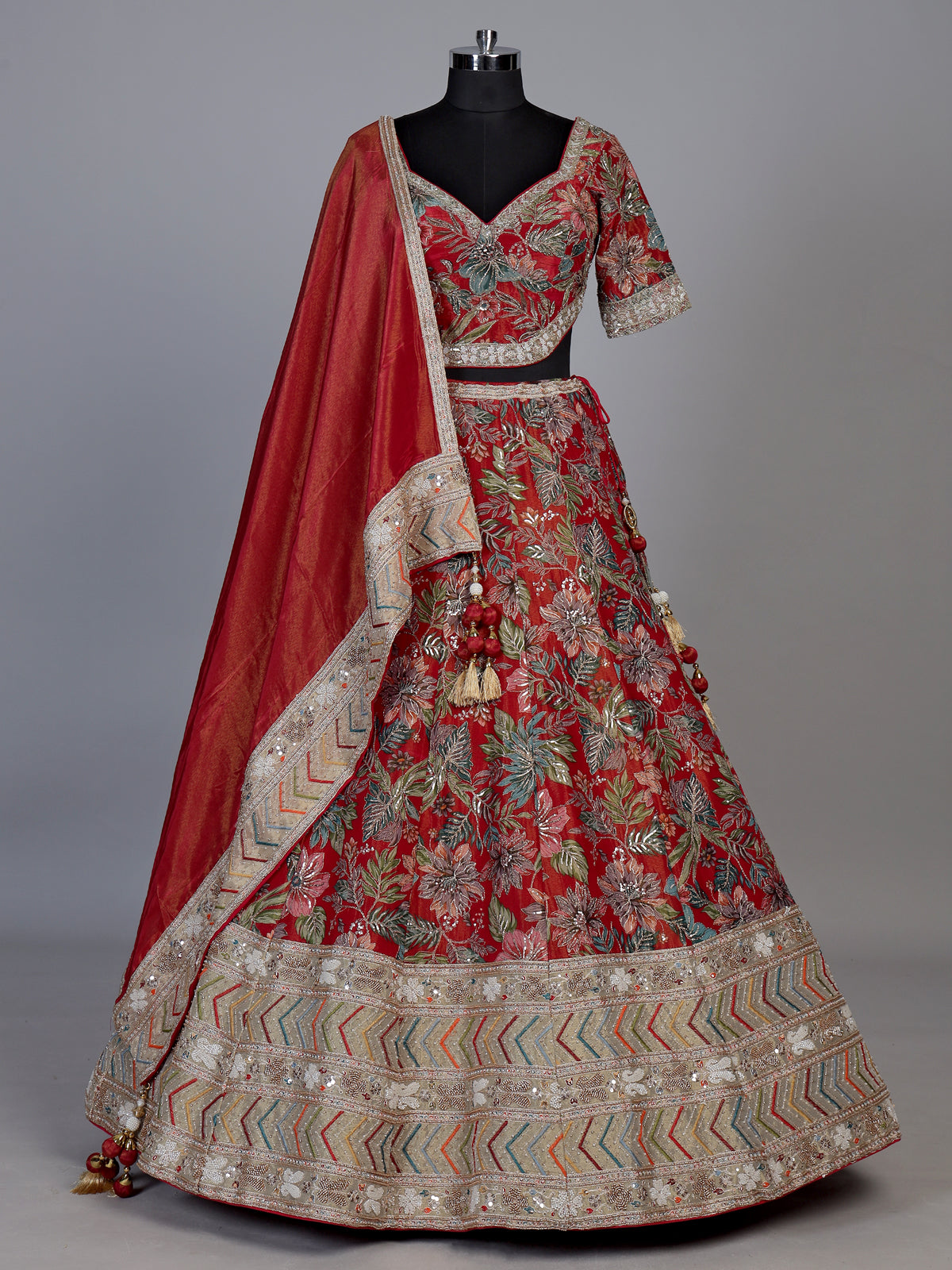 Crimson red grand kalidar women lehenga choli