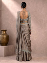 Beige pre-draped luxury women lehenga choli
