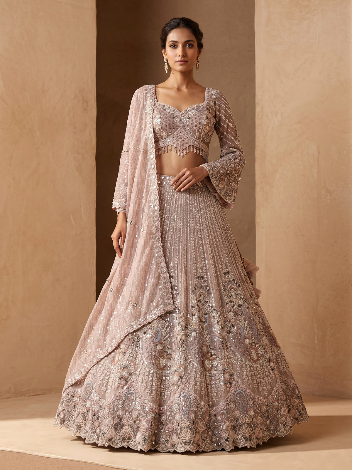 Light lavender peacock women lehenga choli