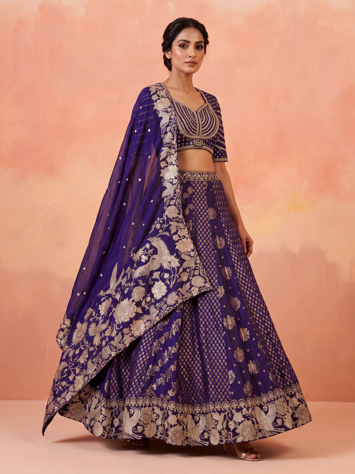 Purple regal botanical women lehenga choli