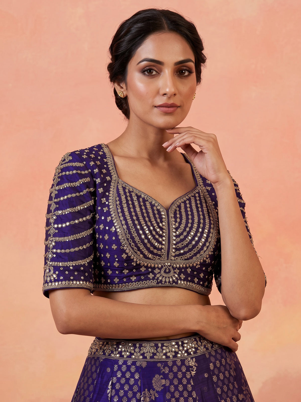 Purple regal botanical women lehenga choli