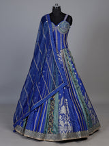 Rama blue botanical couture women lehenga choli