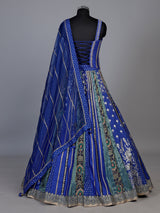 Rama blue botanical couture women lehenga choli