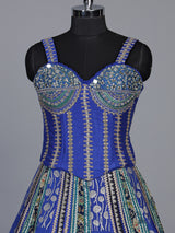 Rama blue botanical couture women lehenga choli
