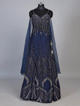 Navy blue art deco women lehenga choli