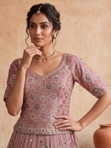 Pink floral cartouche women lehenga choli