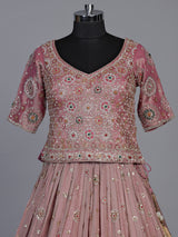Pink floral cartouche women lehenga choli