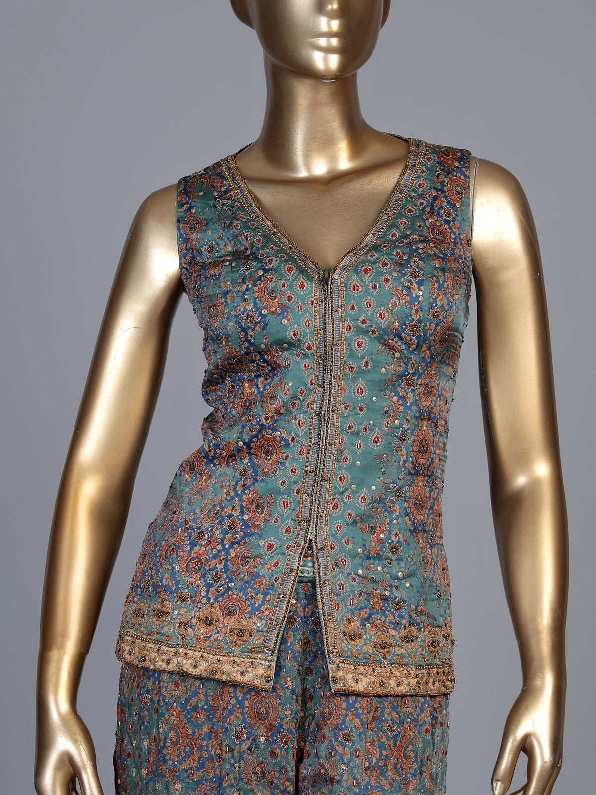 Pastel blue floral printed sharara suit