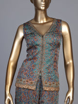 Pastel blue floral printed sharara suit
