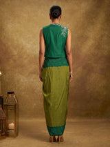 Mint green floral indowestern skirt suit