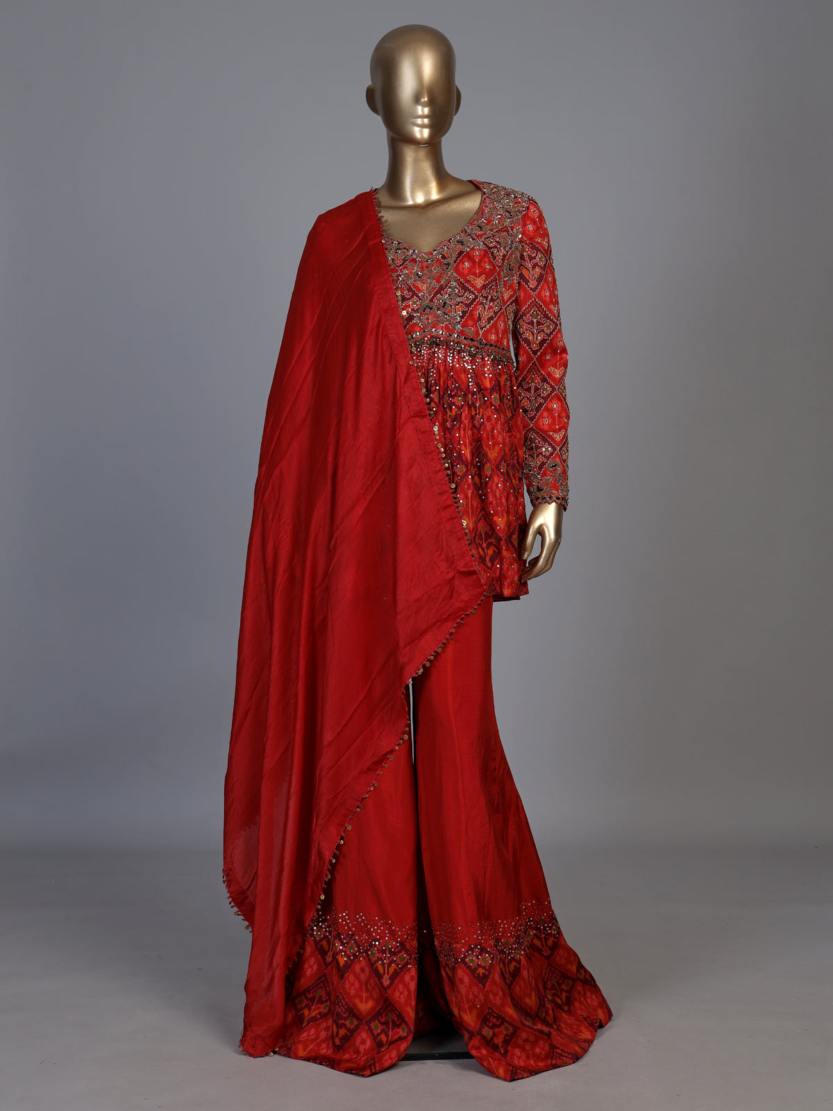 Wine red heritage sharara suit
