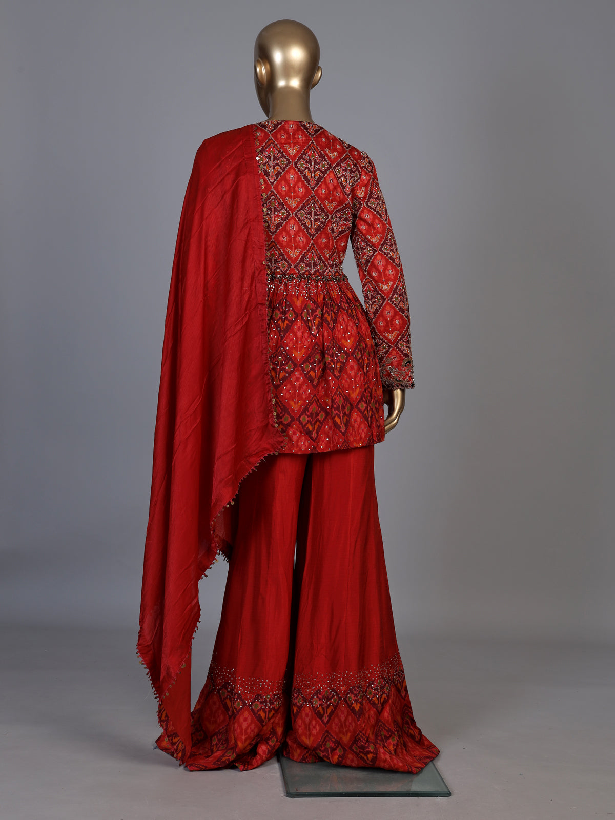 Wine red heritage sharara suit