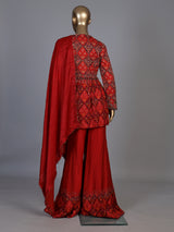 Wine red heritage sharara suit