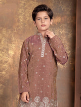 Dusty wine embellished boys kurta suit
