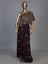 Brown couture indowestern pre-draped skirt