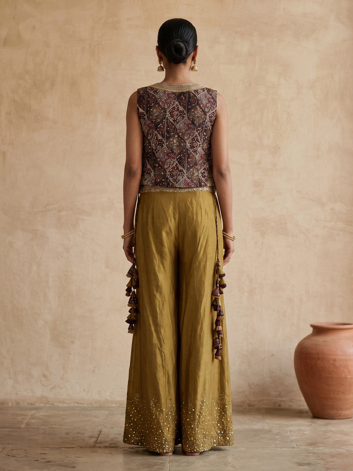 Mehendi green regal sharara suit