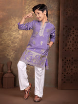 Lavender mughal arch boys kurta suit