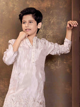 Light lavender floral boys kurta suit