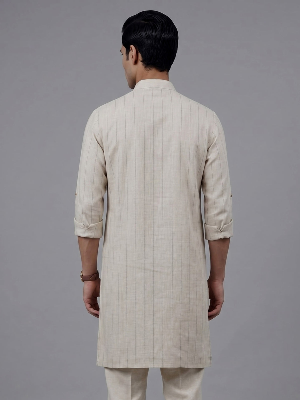 Off white cotton linen mens kurta