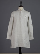 Off white cotton linen mens kurta