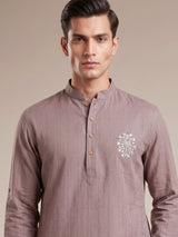 Dusty purple cotton linen mens kurta