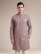 Dusty purple cotton linen mens kurta