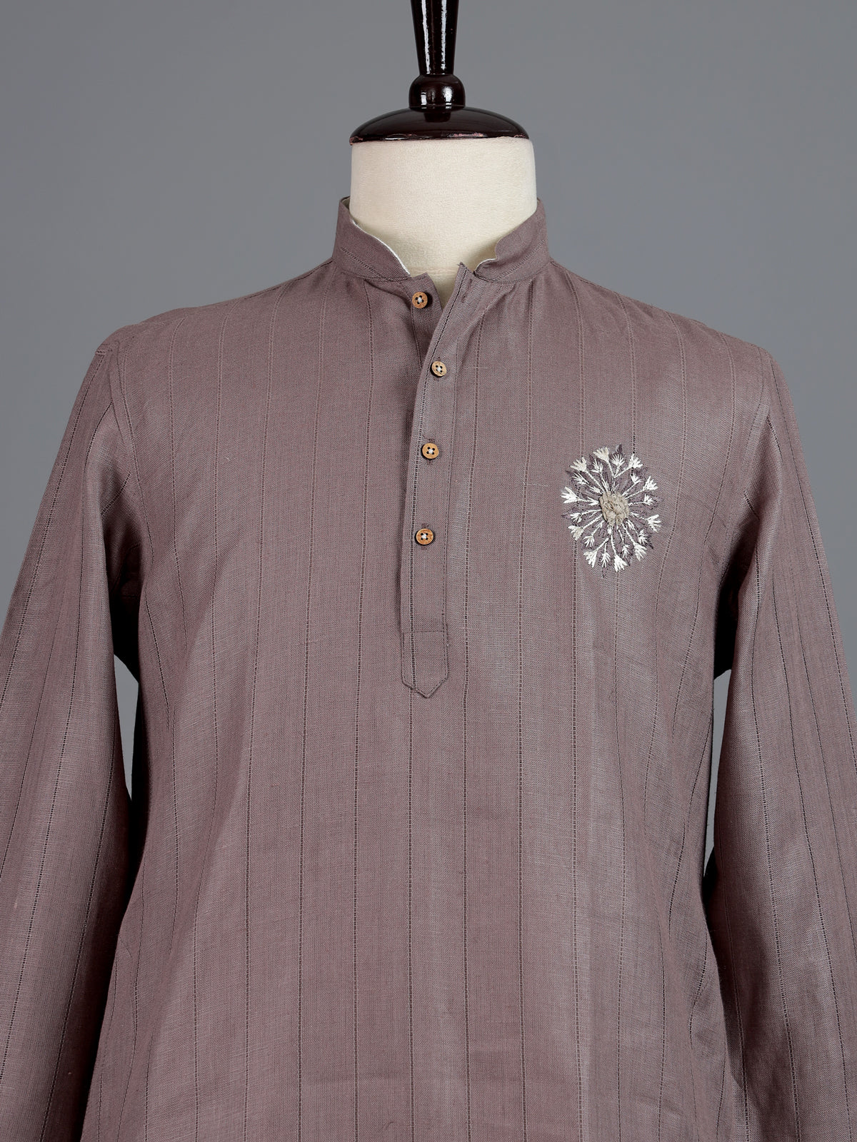 Dusty purple cotton linen mens kurta