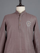 Dusty purple cotton linen mens kurta