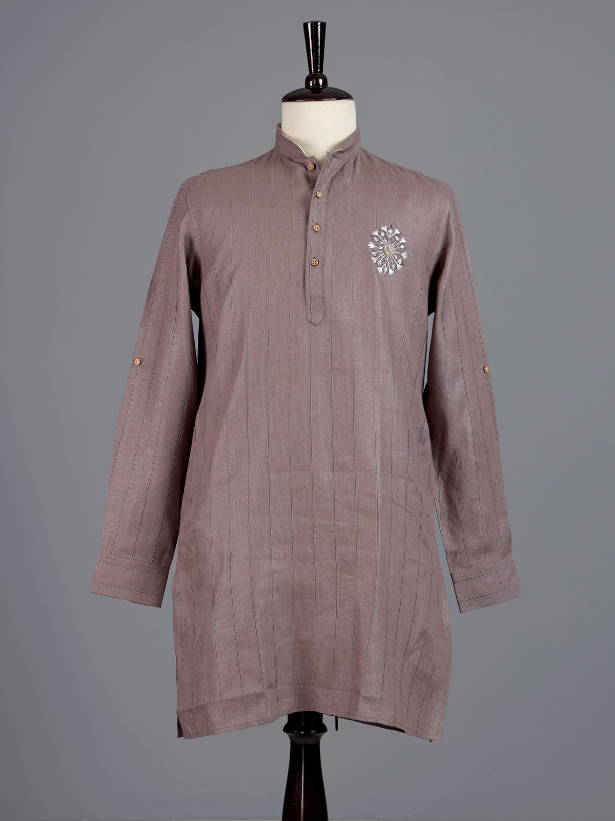 Dusty purple cotton linen mens kurta