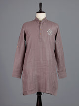 Dusty purple cotton linen mens kurta