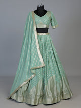 Sky blue gota patti embellished women’s georgette lehenga choli
