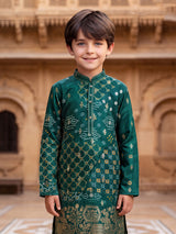 Mehendi green bandhani boys kurta suit
