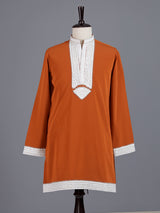 Rust orange polyester viscose mens kurta pajama